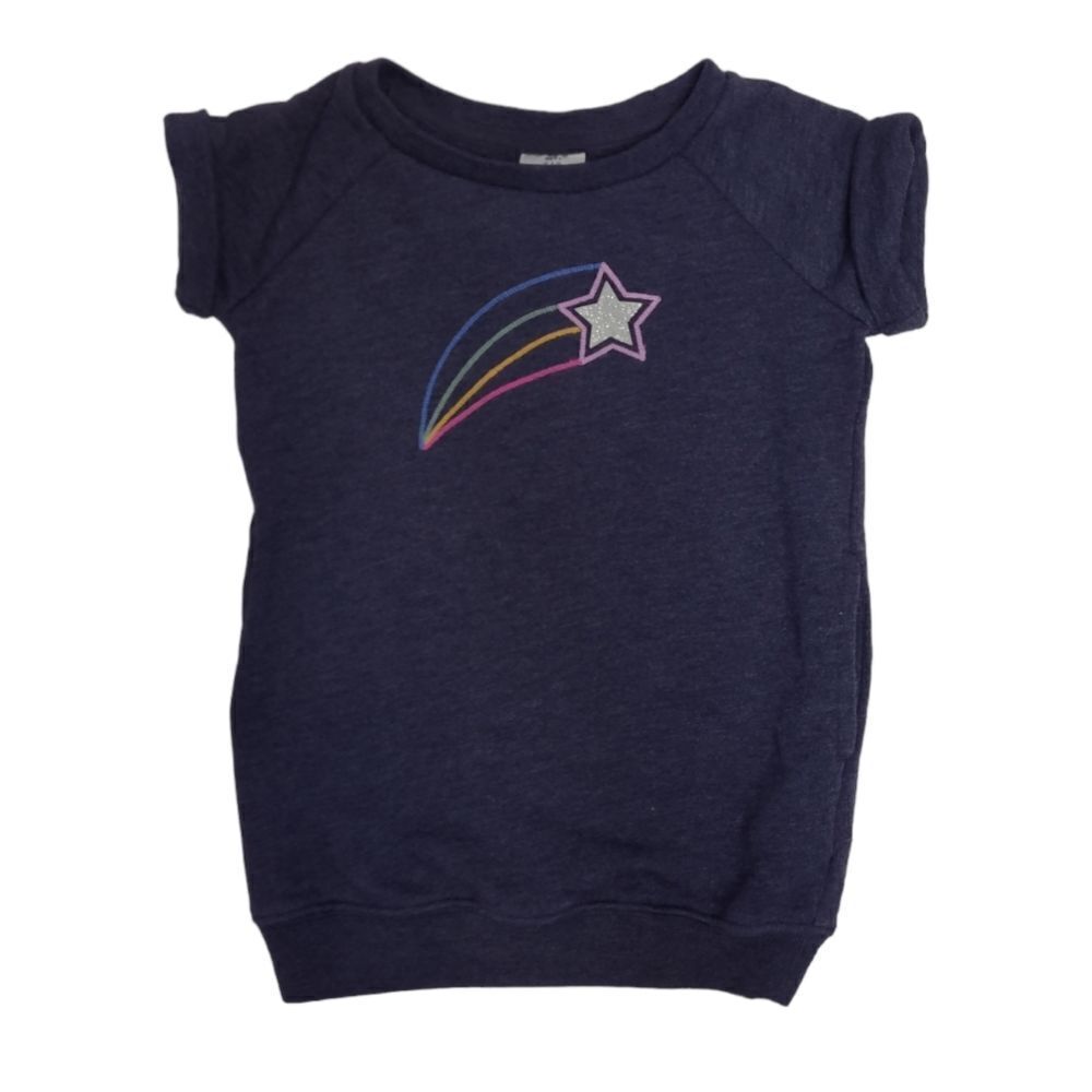 GAP blue short sleeve shooting star glitter sweatshirt dress with pockets 2T